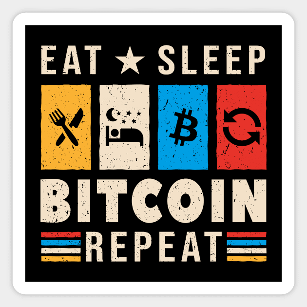 Bitcoin - Retro - EAT SLEEP BITCOIN Magnet by CoolTeez